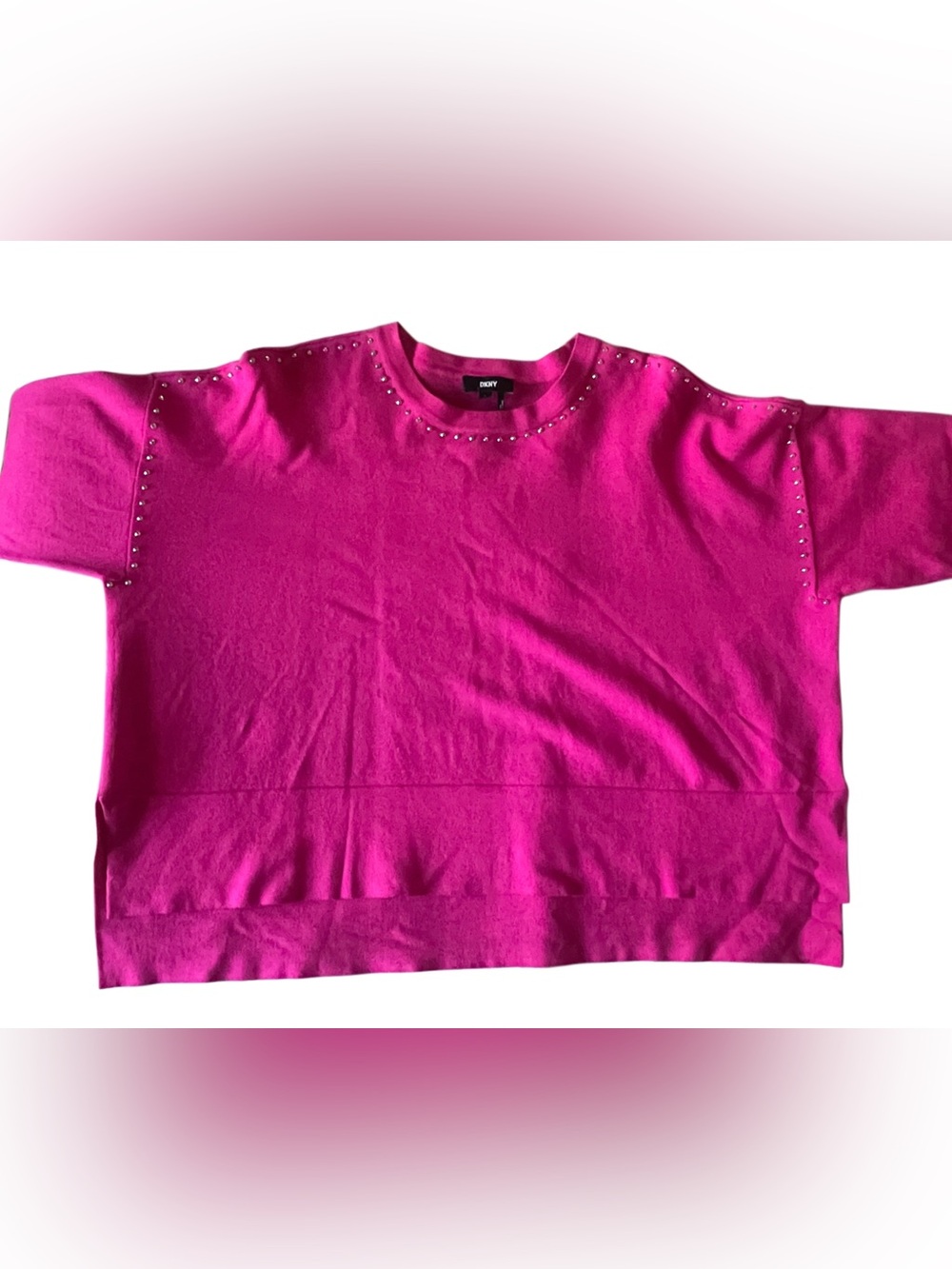 DKNY womens Studded Sweater, l, Pink - Picture 4 of 11